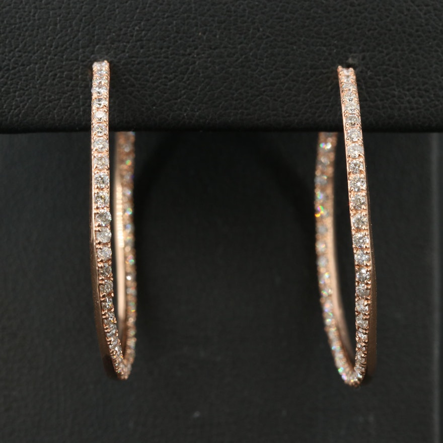 EFFY 14K ROSE GOLD DIAMOND EARRINGS