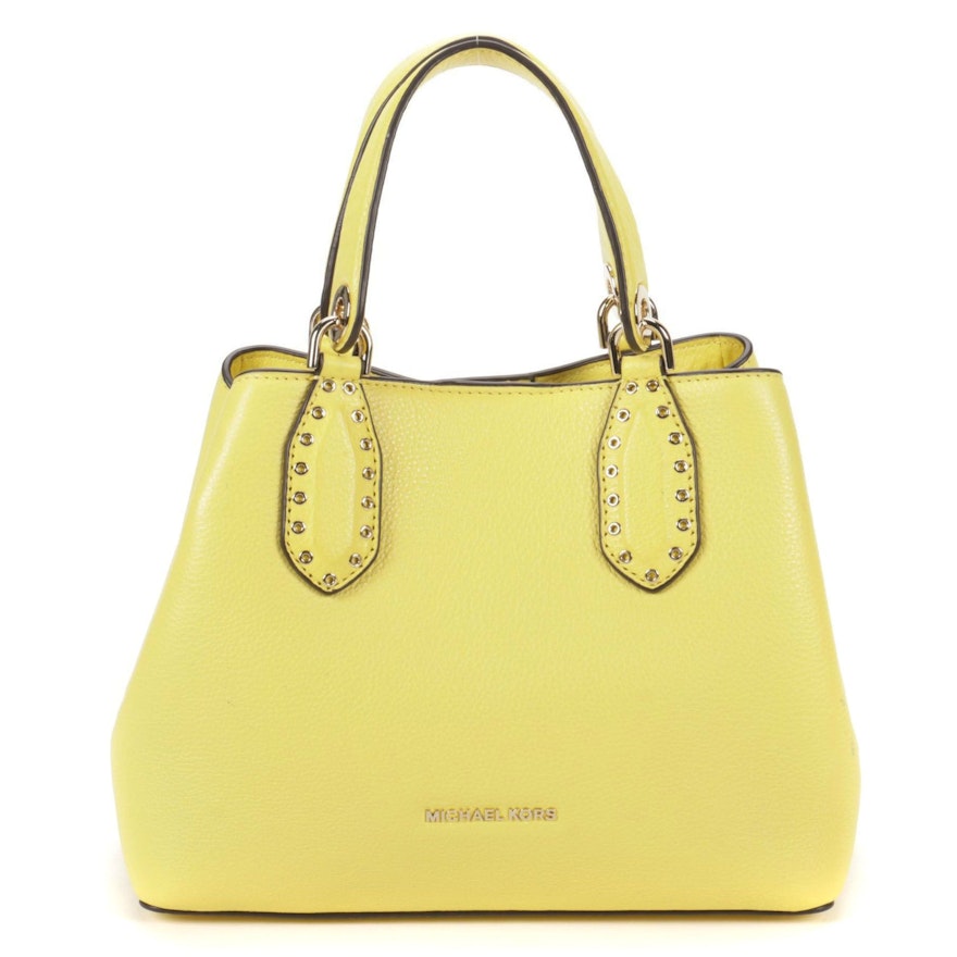 Michael Kors Sunshine Yellow Grained Leather Brooklyn Satchel