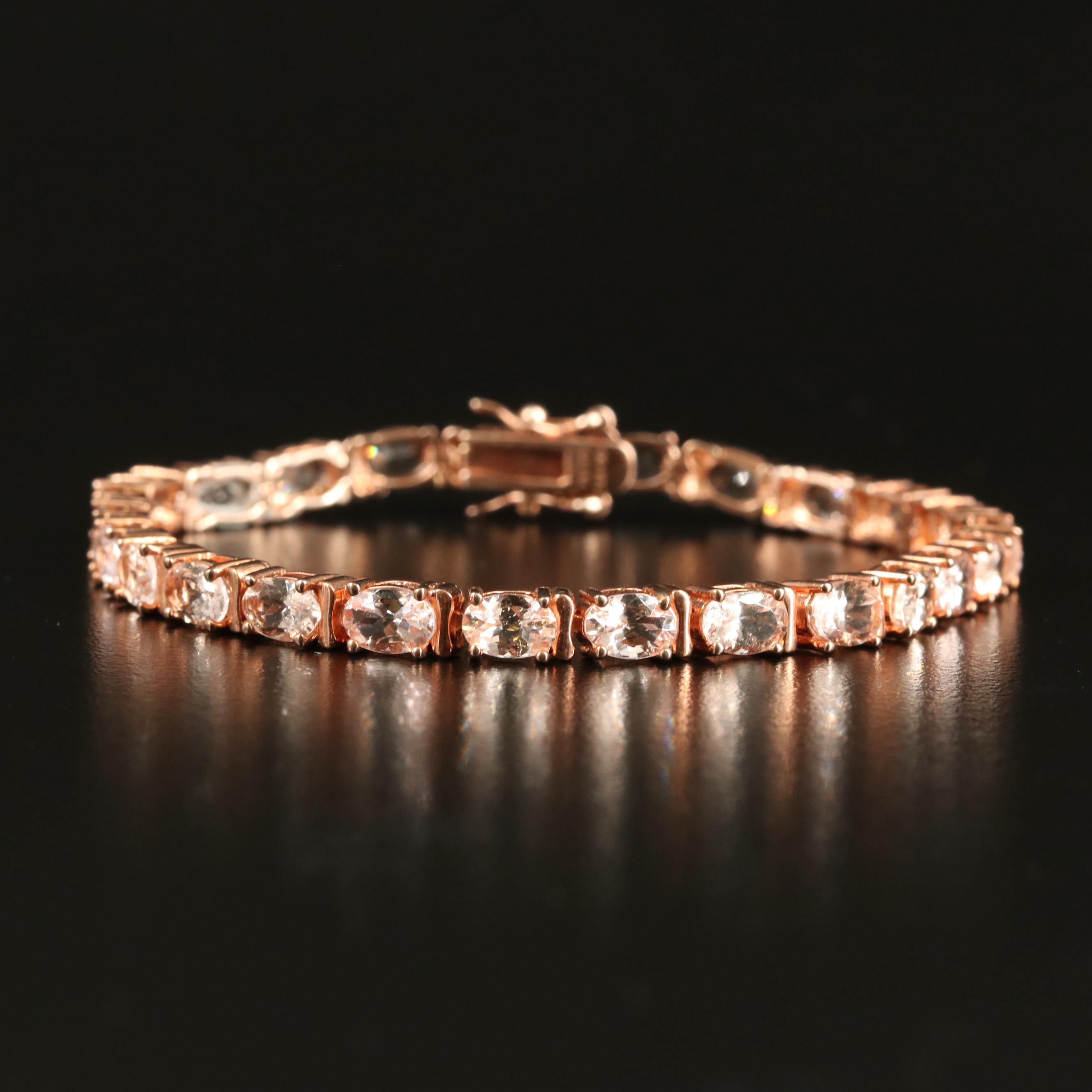 Sterling Morganite Line Bracelet