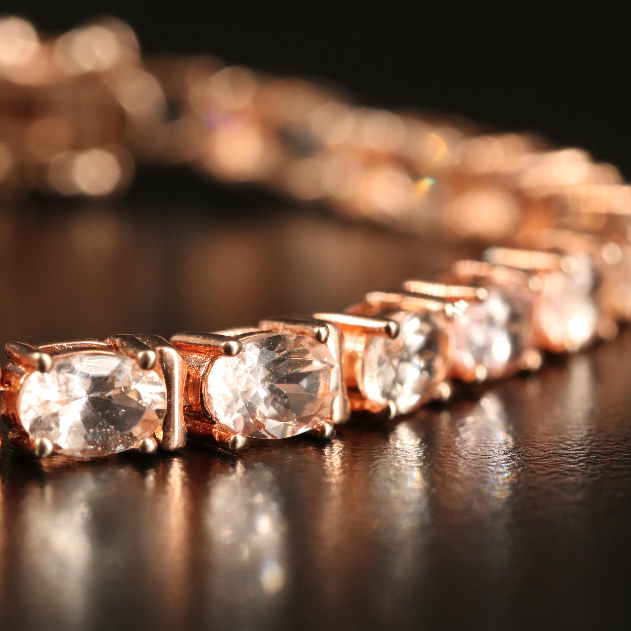 Sterling Morganite Line Bracelet
