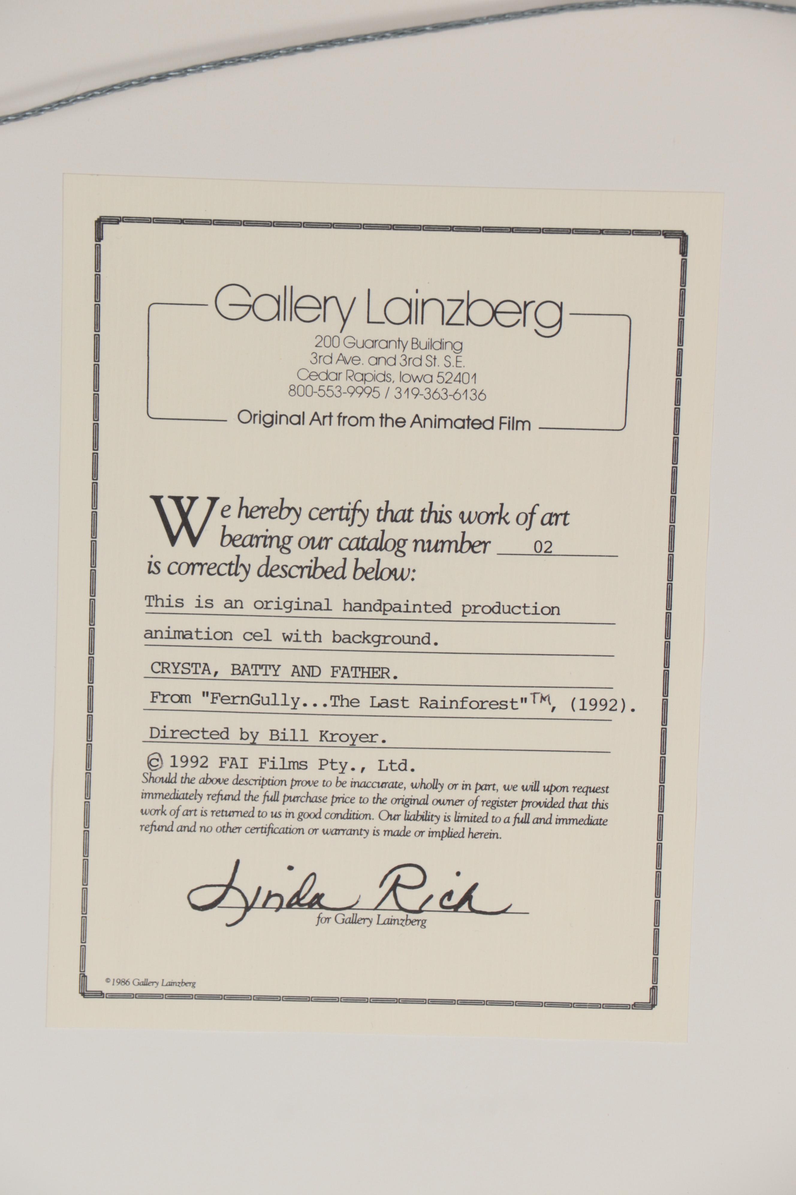 Kroyer Films Hand-Painted Animation Cel from Ferngully, 1992