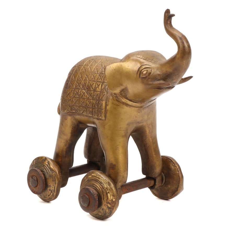 Brass Cast Elephant Temple Toy