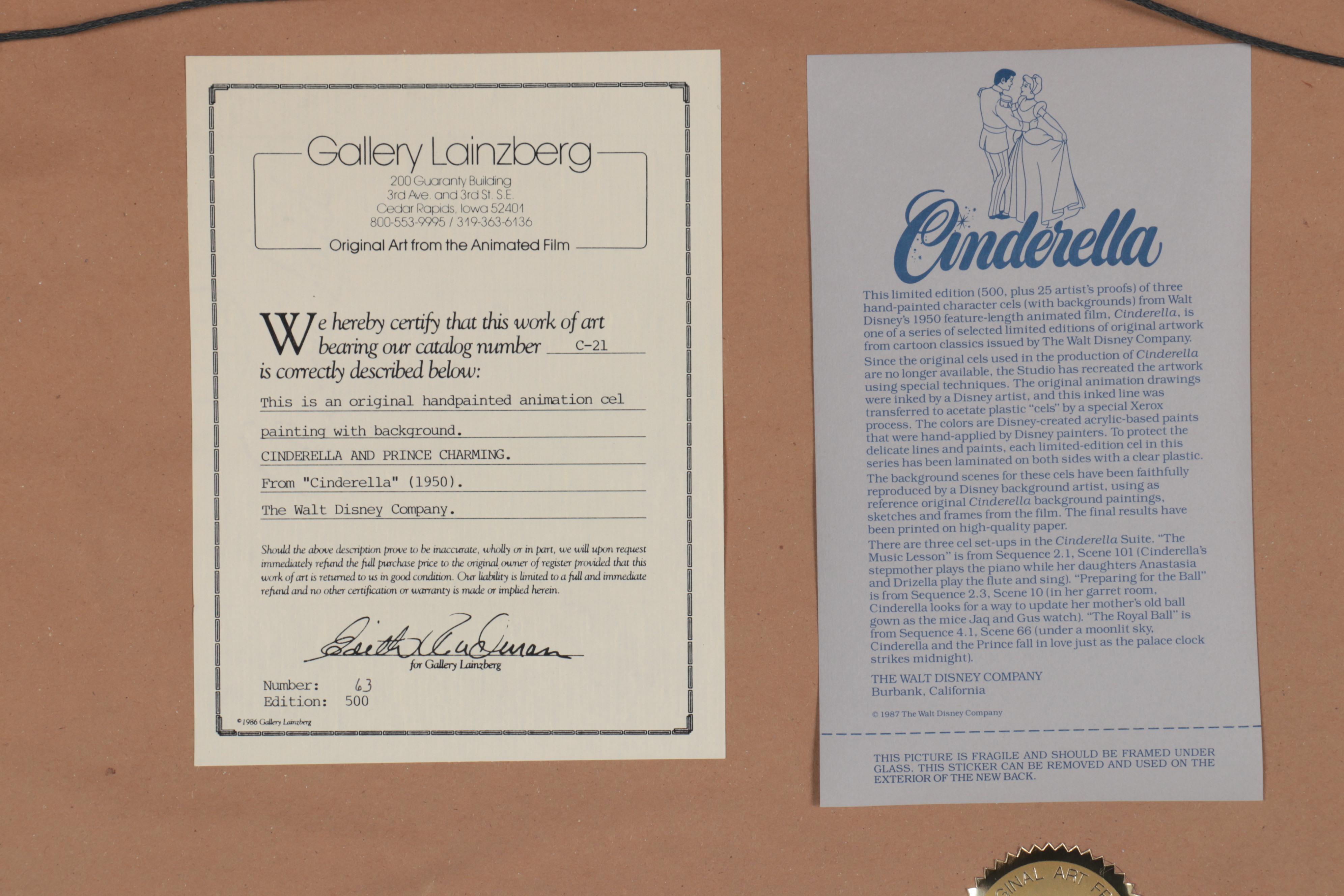 Walt Disney Hand-Painted Animation Cels from Cinderella, 1950