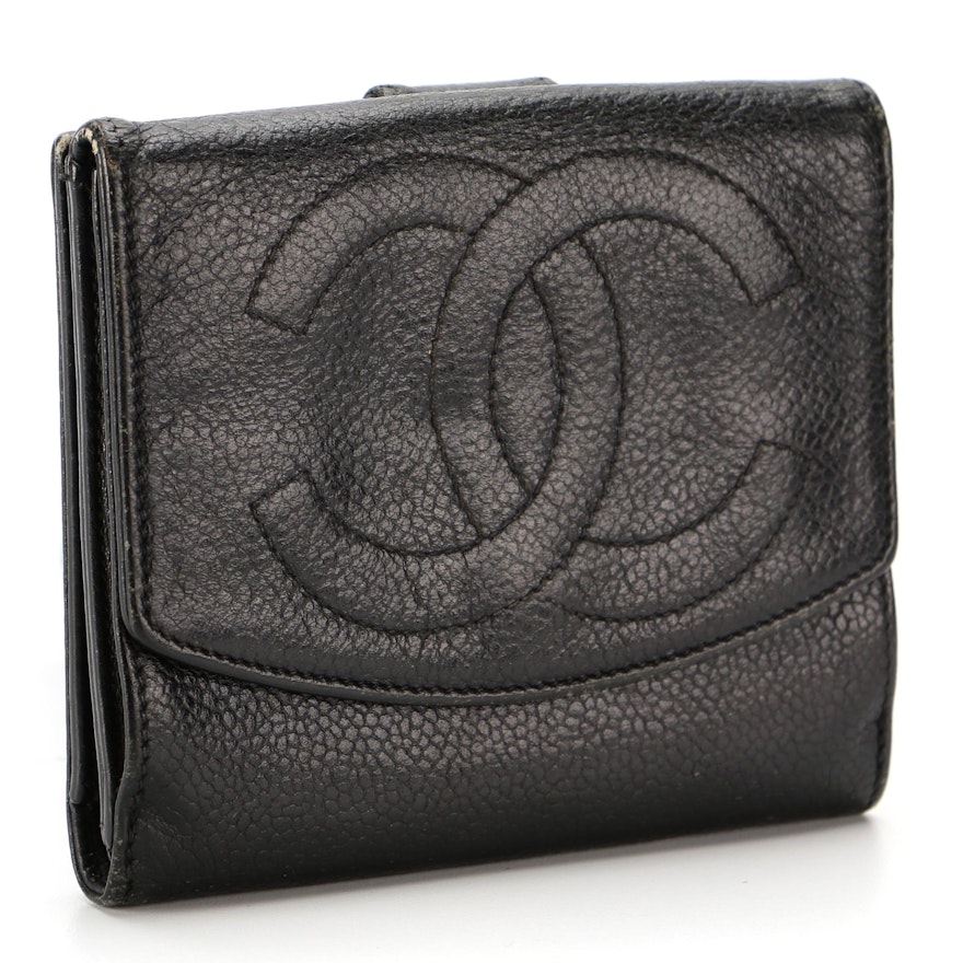 Chanel Bifold Wallet in Black Caviar Leather