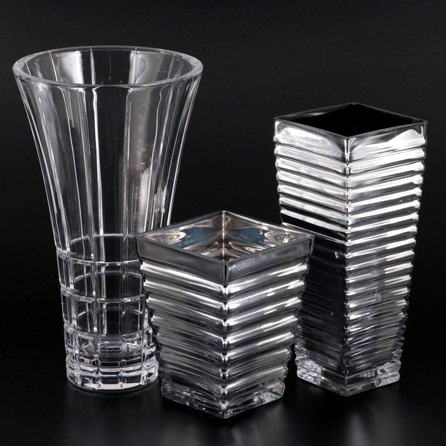 Mikasa "Avenue" Crystal Vase with Other Glass Vases