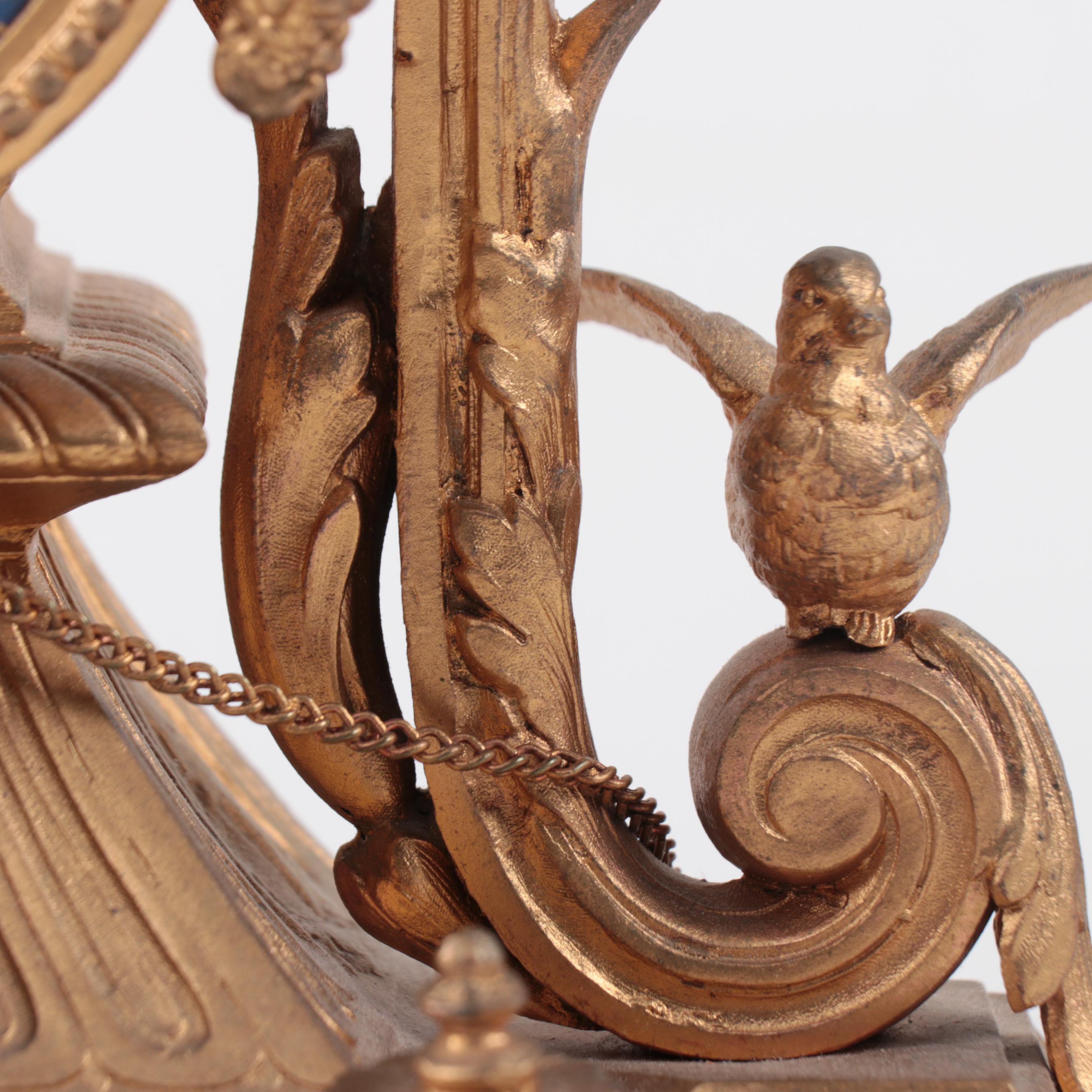 French Samuel Marti  Sèvres Style Gilt Bronze and Porcelain Mantel Clock