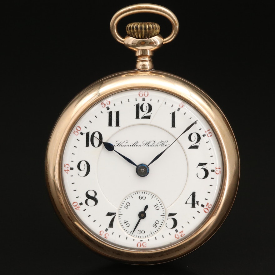 1901 Hamilton Gold Filled Open Face Pocket Watch