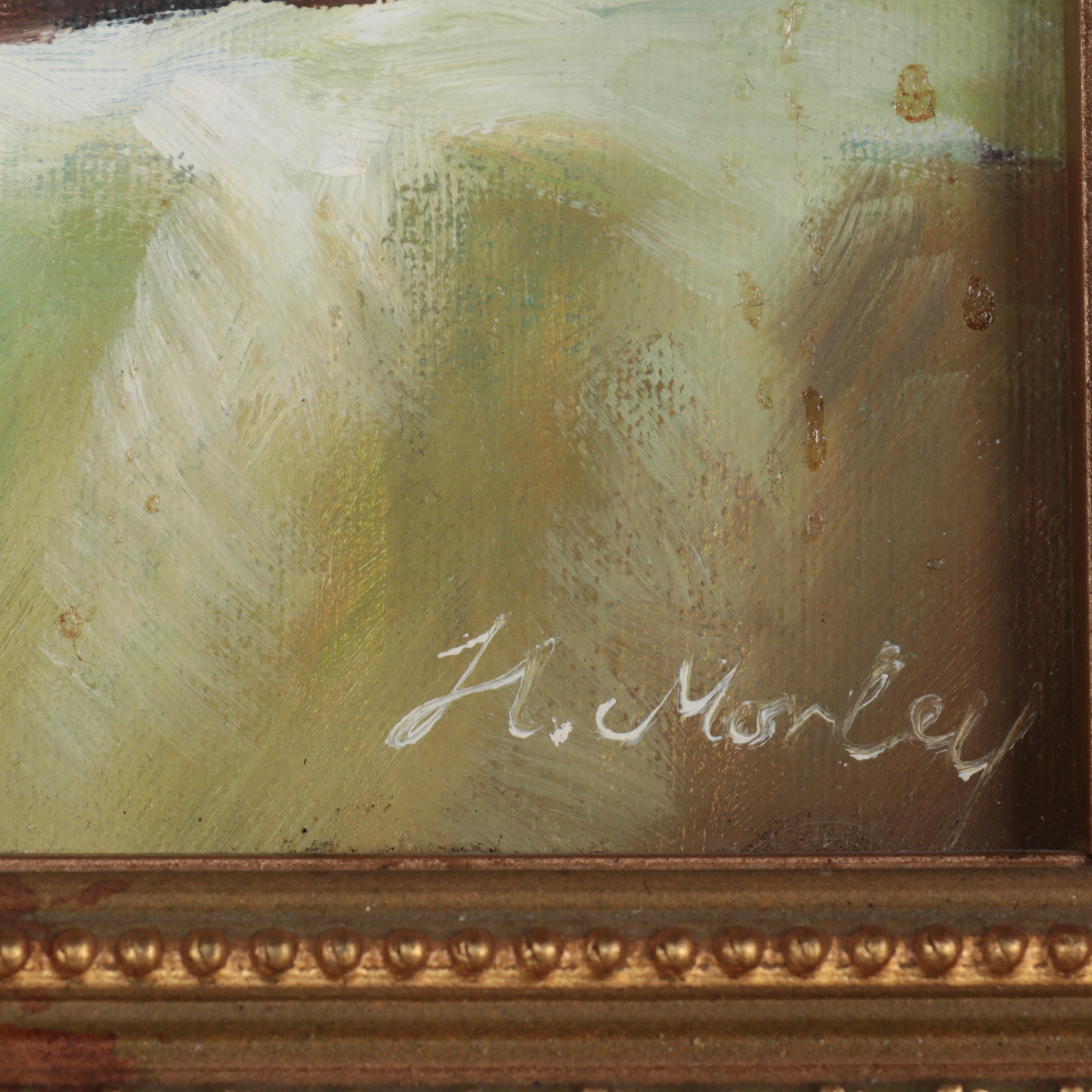 H. Morley Still Life Oil Paintings of Fruits and Pottery, Circa 2000