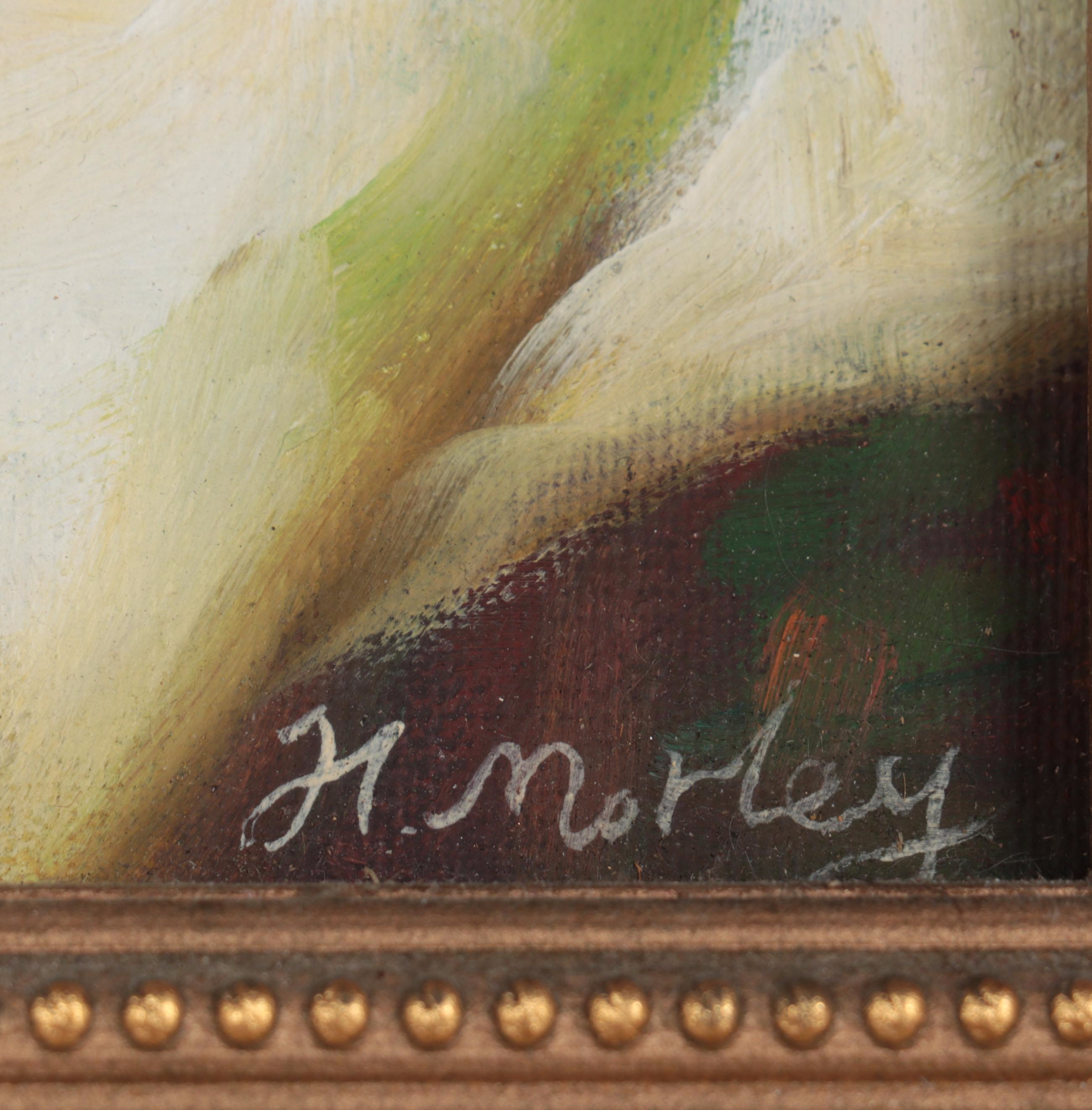 H. Morley Still Life Oil Paintings of Fruits and Pottery, Circa 2000