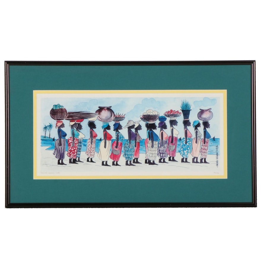 Amanda Chatman Scott Offset Lithograph of Women Carrying Baskets