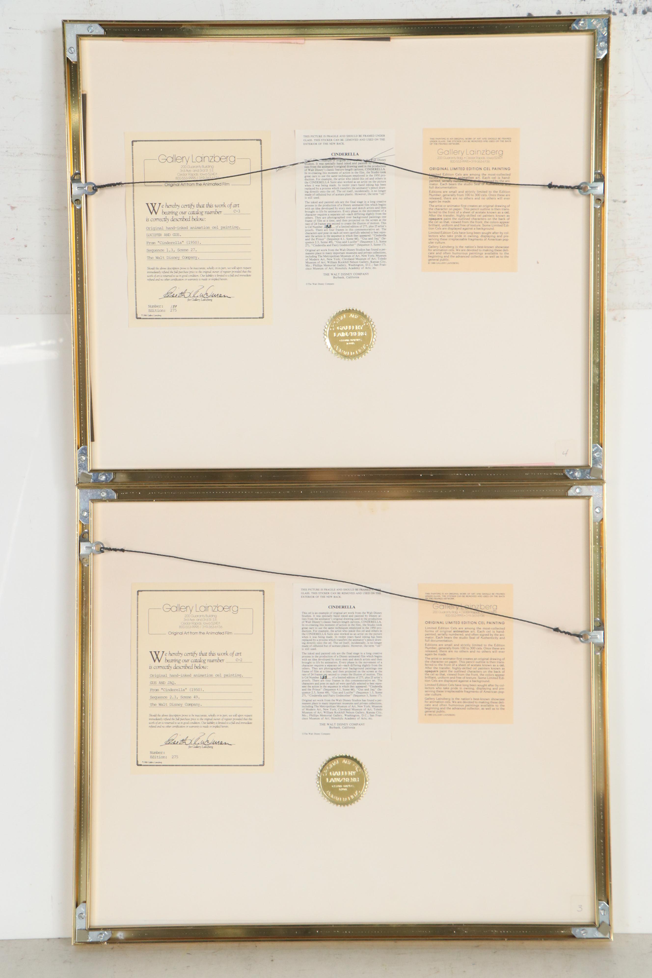 Disney "Cinderella" Hand-Painted Animation Cels, 1980