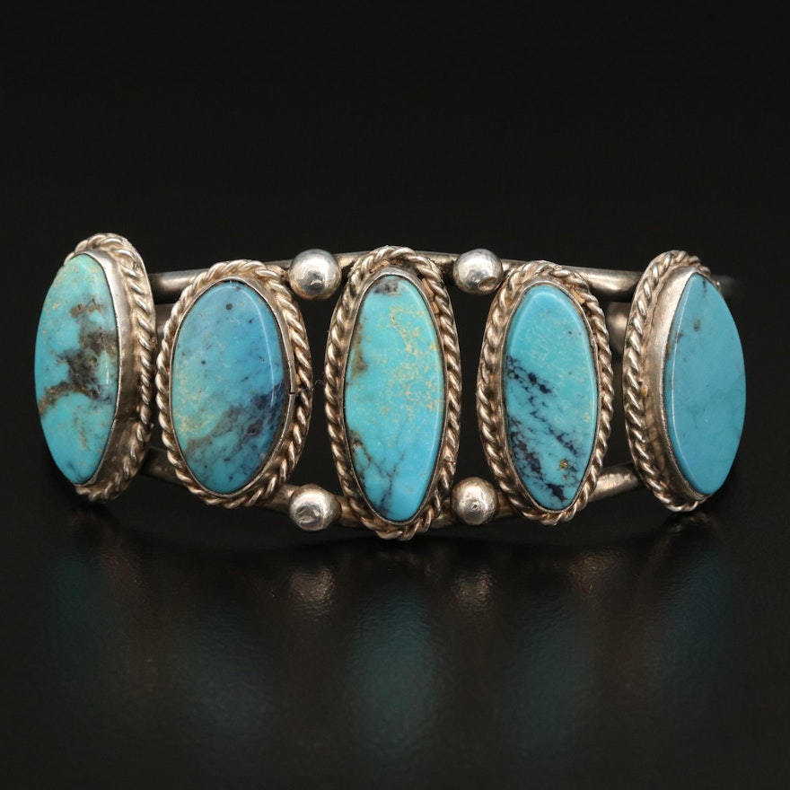 Southwestern Sterling Silver Turquoise Cuff