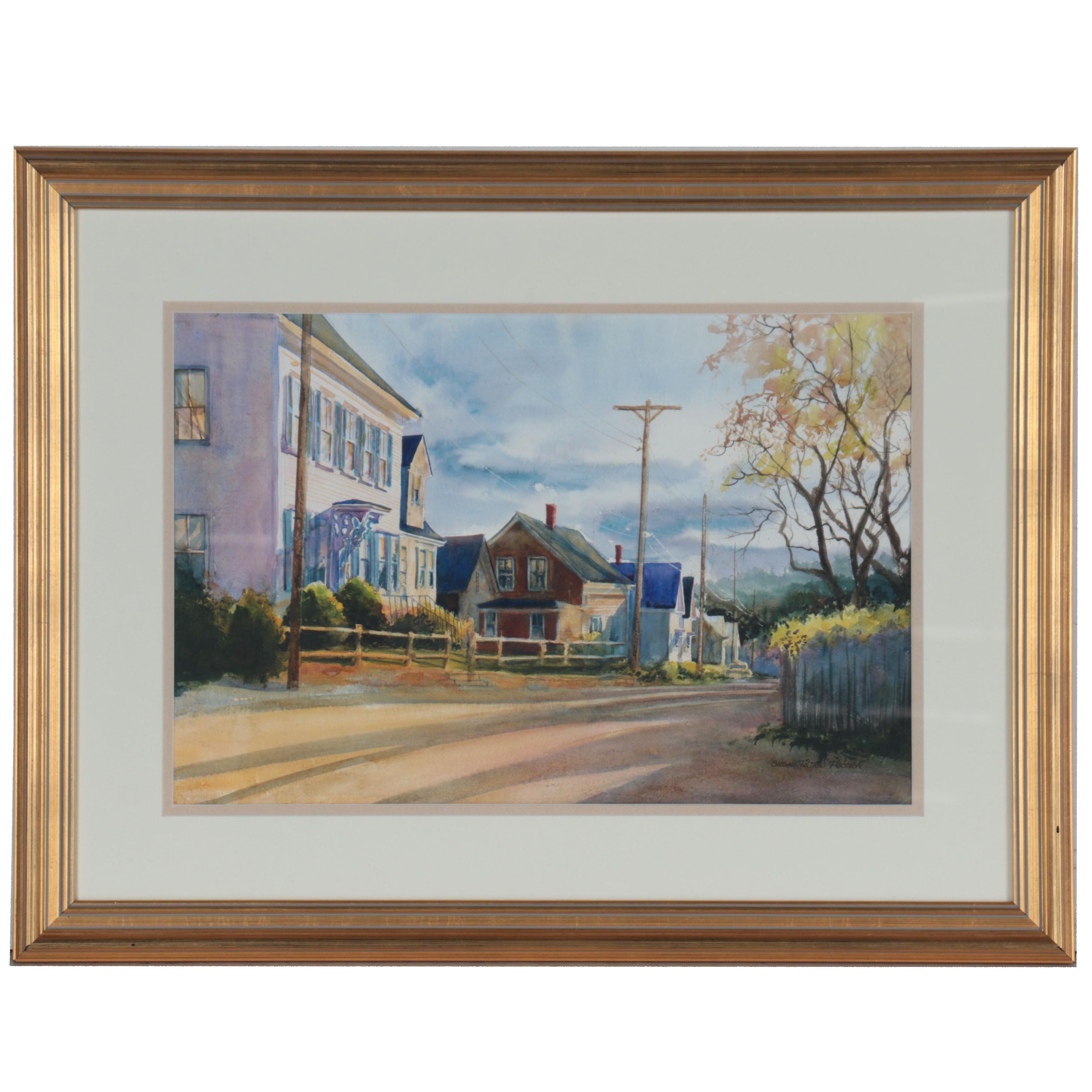 Susan Tilton Pecora Watercolor Painting "Monument Hill, P-Town"