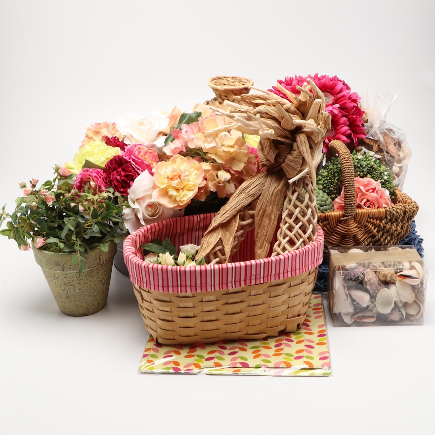 Floral Pieces, Baskets, Seashells, Placemats, and Other Decor