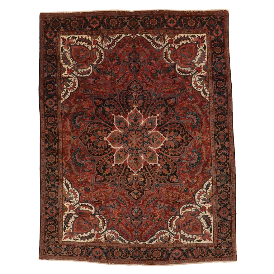 9'6 x 12'4 Hand-Knotted Persian Heriz Room Sized Rug