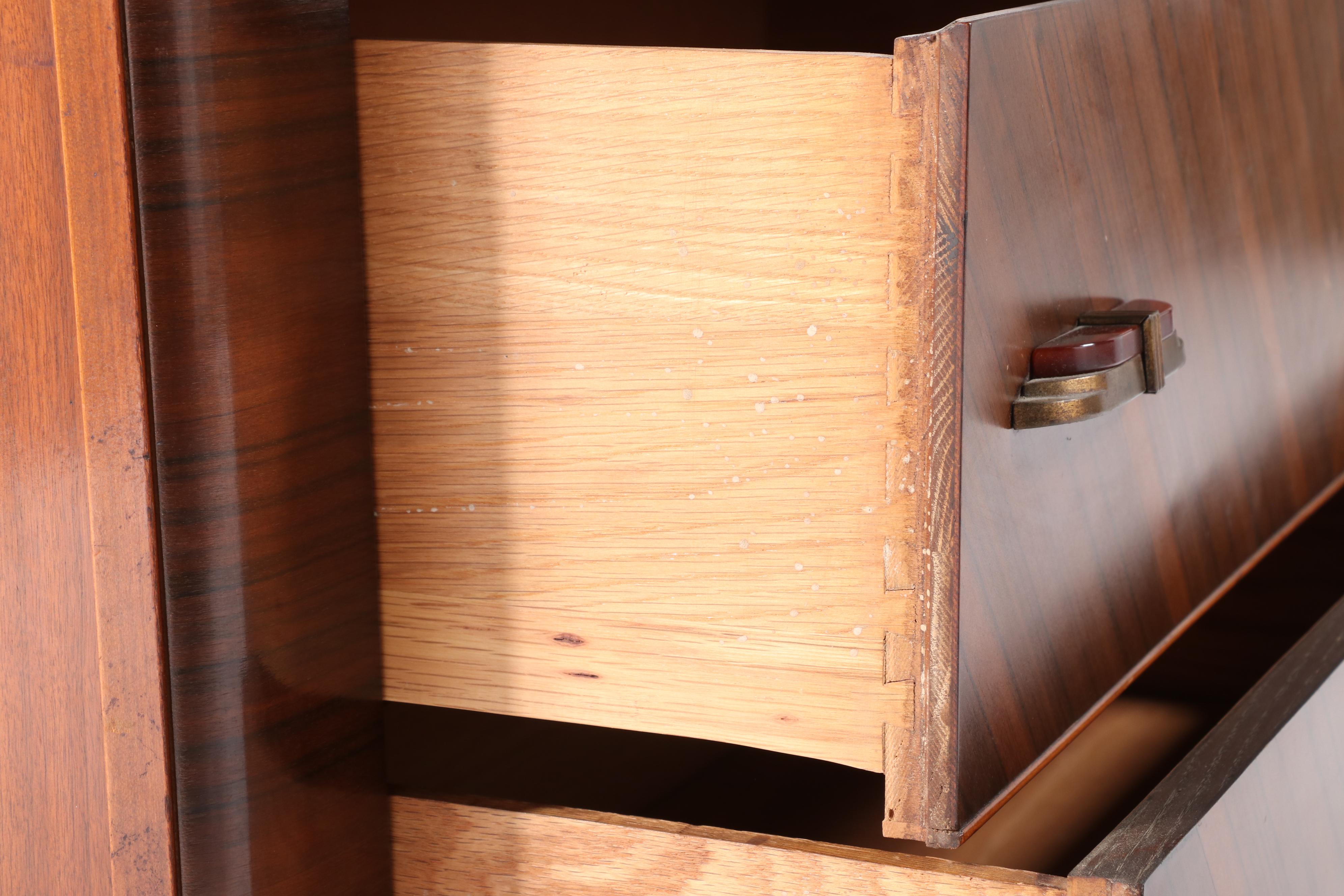 Hibriten Furniture Co. Art Deco Walnut Three-Drawer Dresser, circa 1930