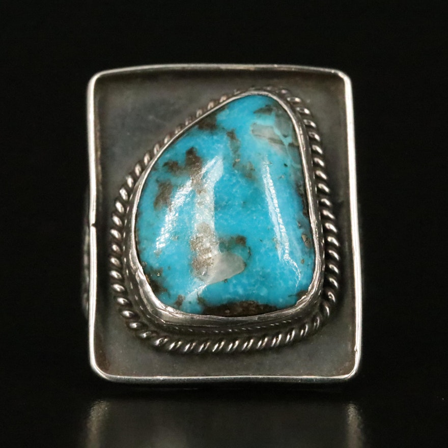 Sterling Turquoise Shadow Box Ring