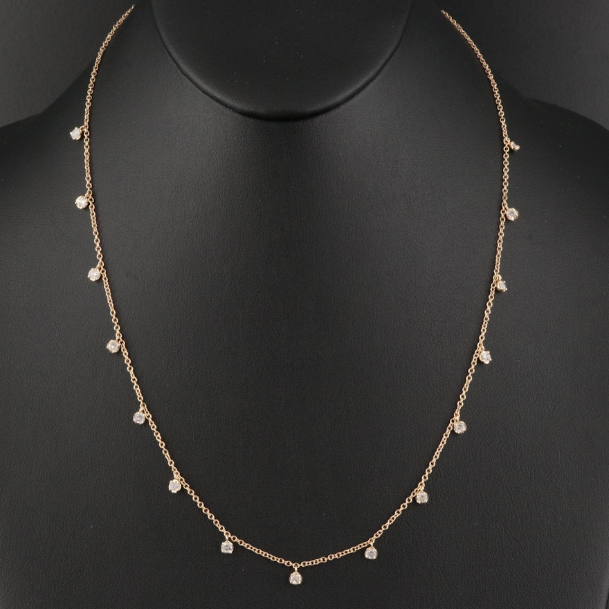 14K 1.20 CTW Diamond Station Necklace