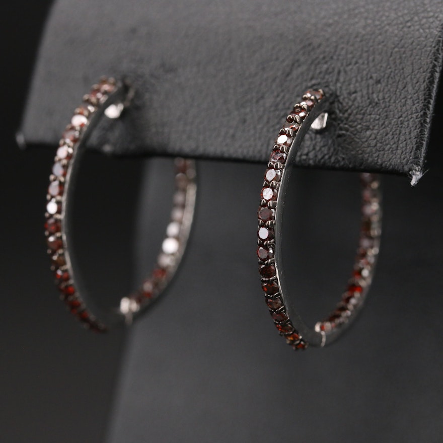 Sterling 2.00 CTW Diamond Inside-Out Hoop Earrings