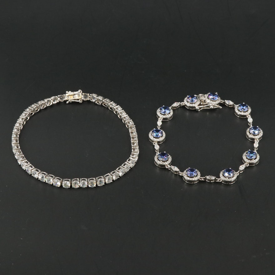 Sterling Bracelets Including White Zircon and Cubic Zirconia