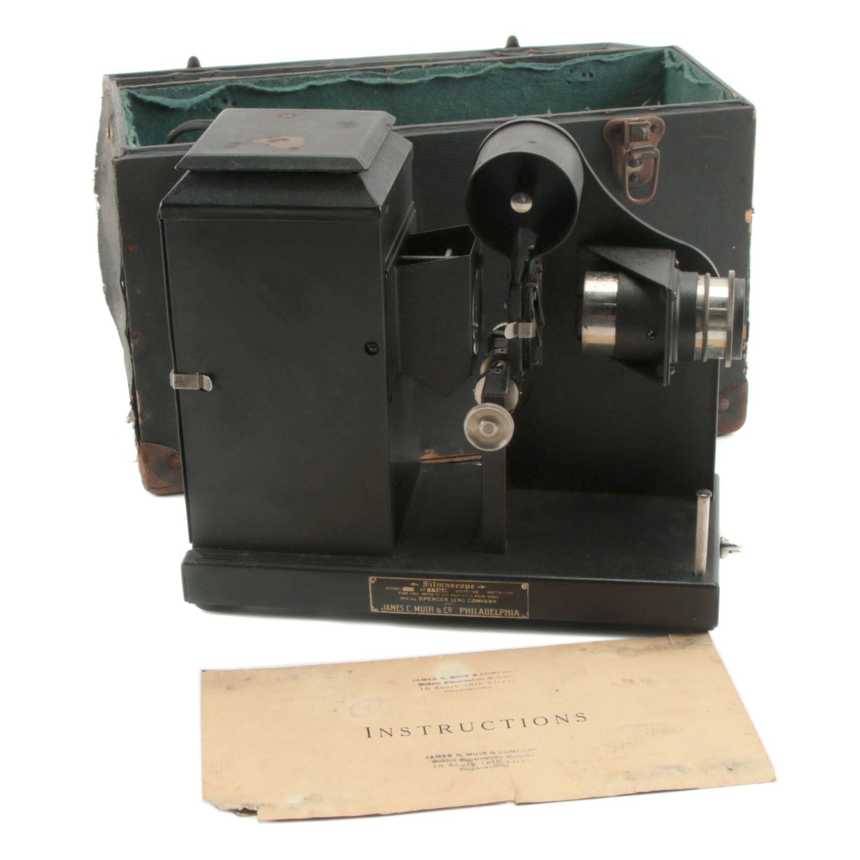 Spencer Lens Delineascope Filmstrip Projector with Original Instructions, 1930s