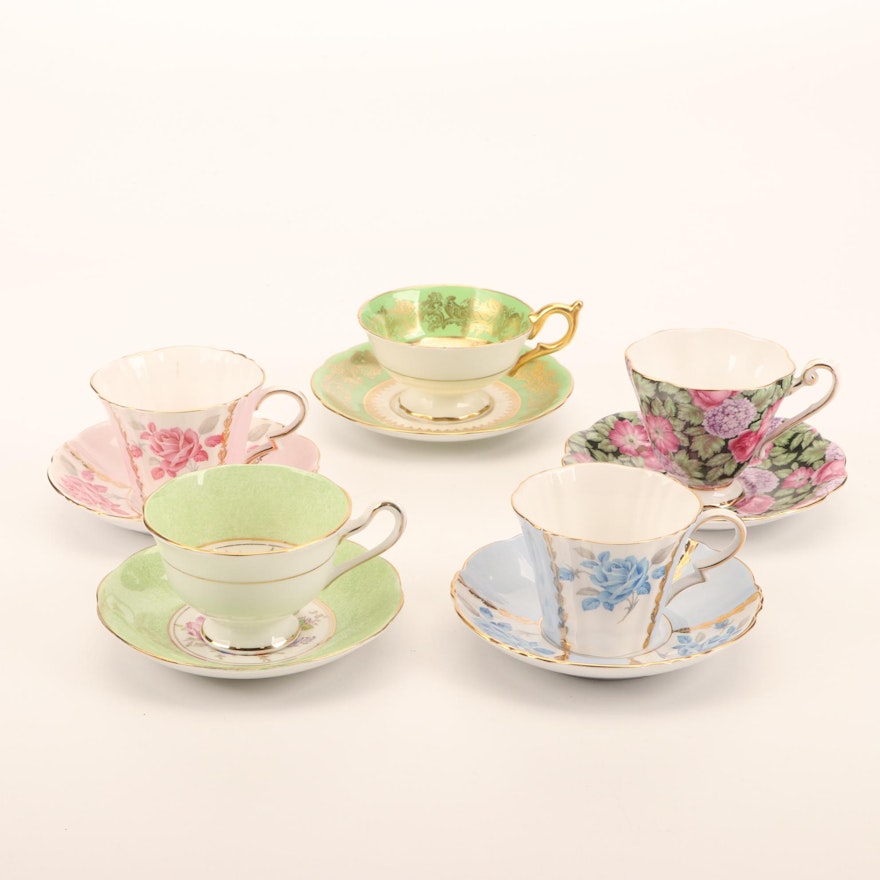 Royal Standard, Coalport, and Royal Albert Porcelain Tea Cups and Saucers