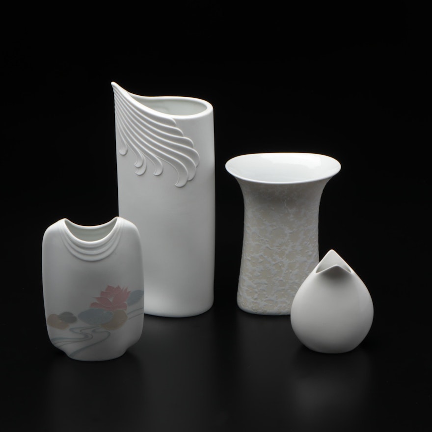 Kaiser Modernist Porcelain Bisque Vases, Late 20th Century