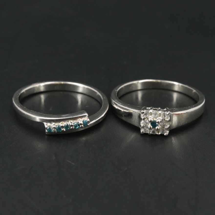 Sterling Diamond and White Zircon Rings