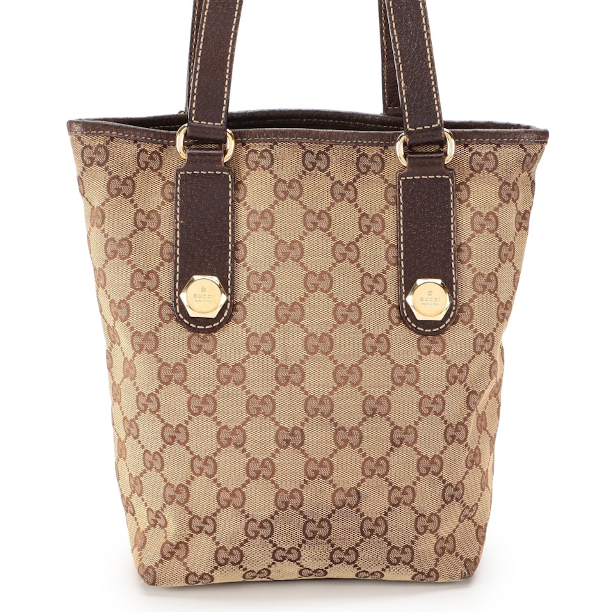 Gucci GG Canvas and Leather Shoulder Tote