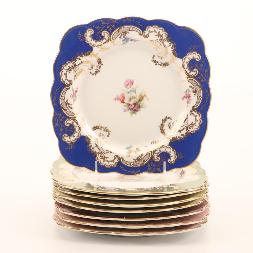 Royal Bayreuth Porcelain Transferware Dessert Plates, Mid to Late 20th Century