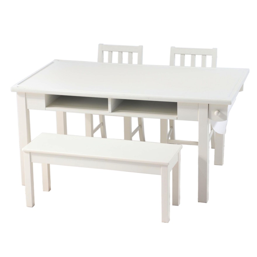 Hayneedle White Lacquered Four-Piece Dining Set