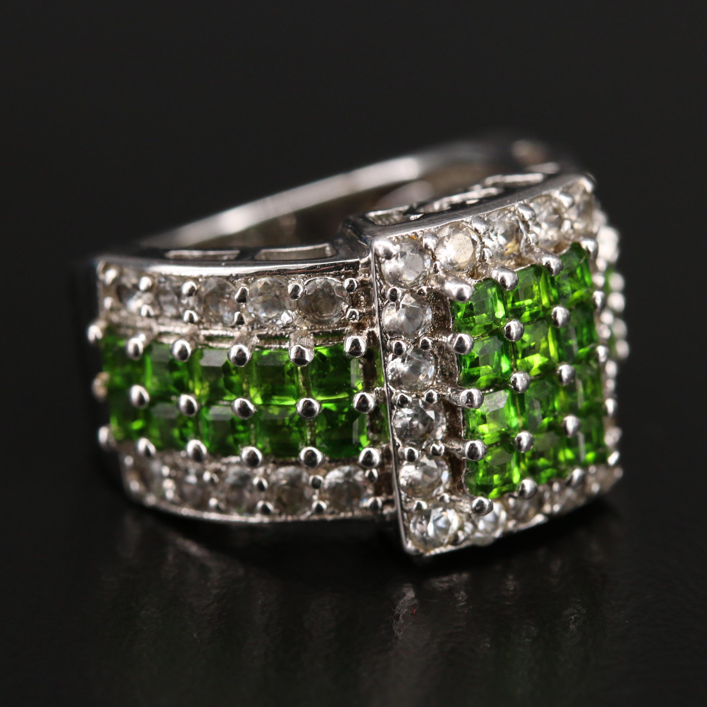 Sterling Ring Selection with Fluorite, Diopside and Zircon