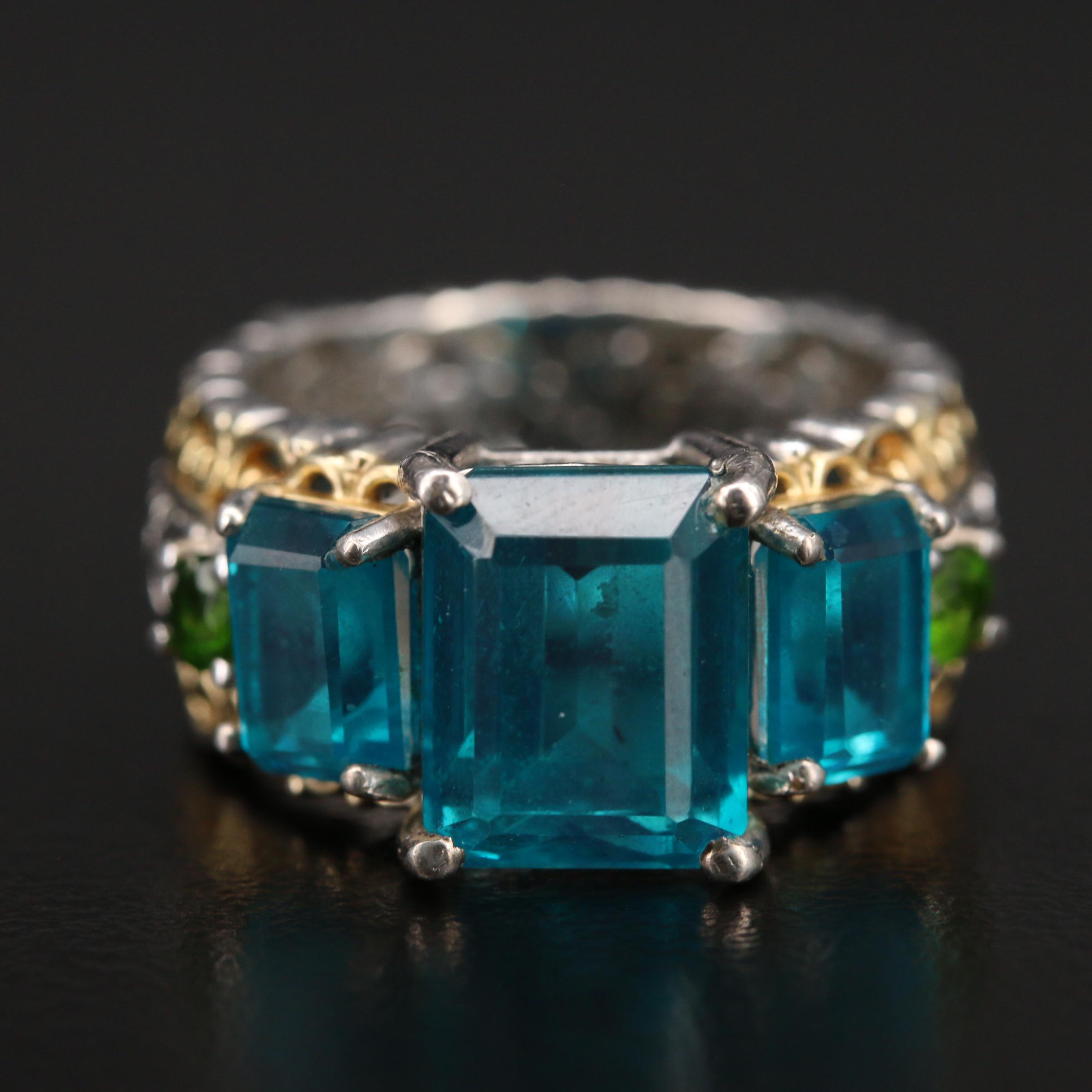 Sterling Ring Selection with Fluorite, Diopside and Zircon