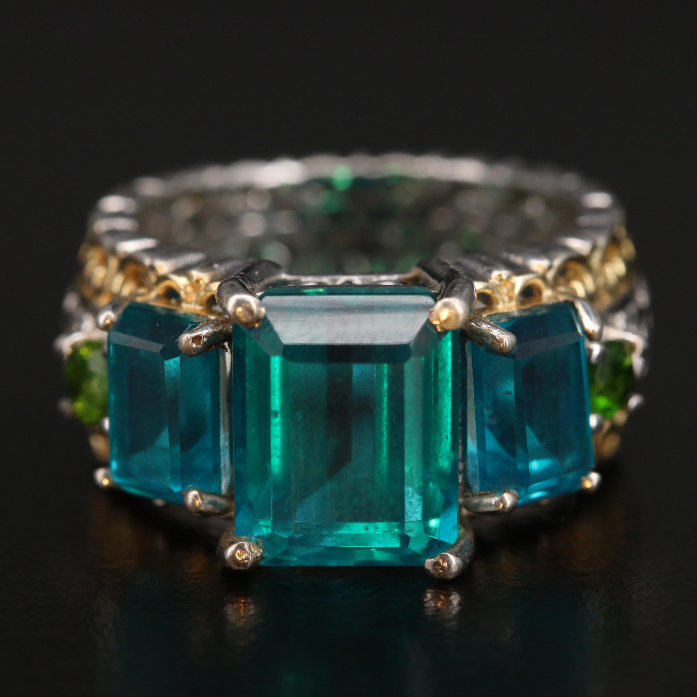 Sterling Ring Selection with Fluorite, Diopside and Zircon