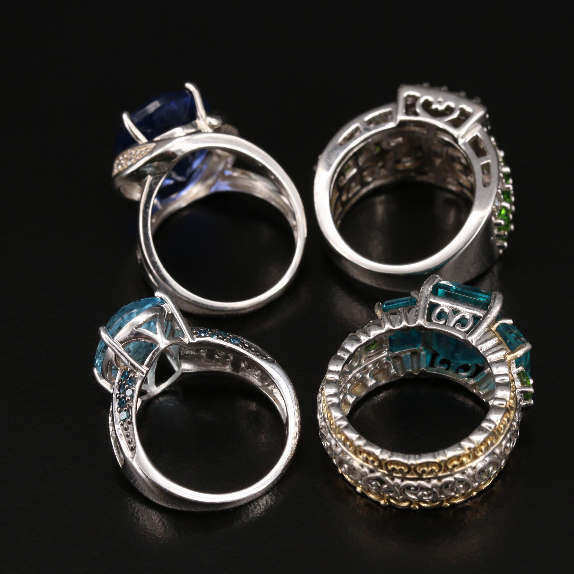 Sterling Ring Selection with Fluorite, Diopside and Zircon