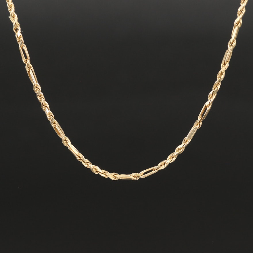 14K Figaro Style Chain Necklace