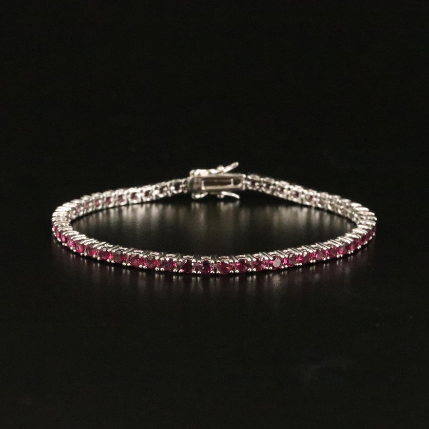 Sterling Rhodolite Garnet Line Bracelet