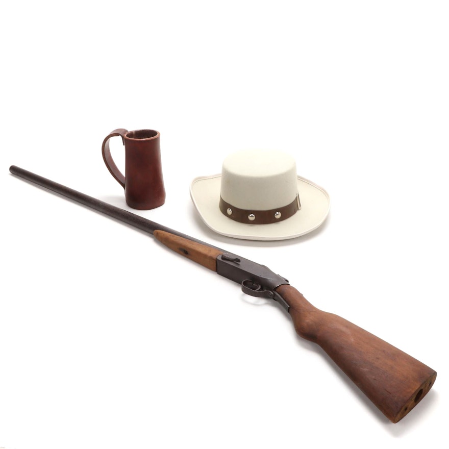 "The Denver" Wool Hat, Leather Stein, and Single Barrel Shotgun