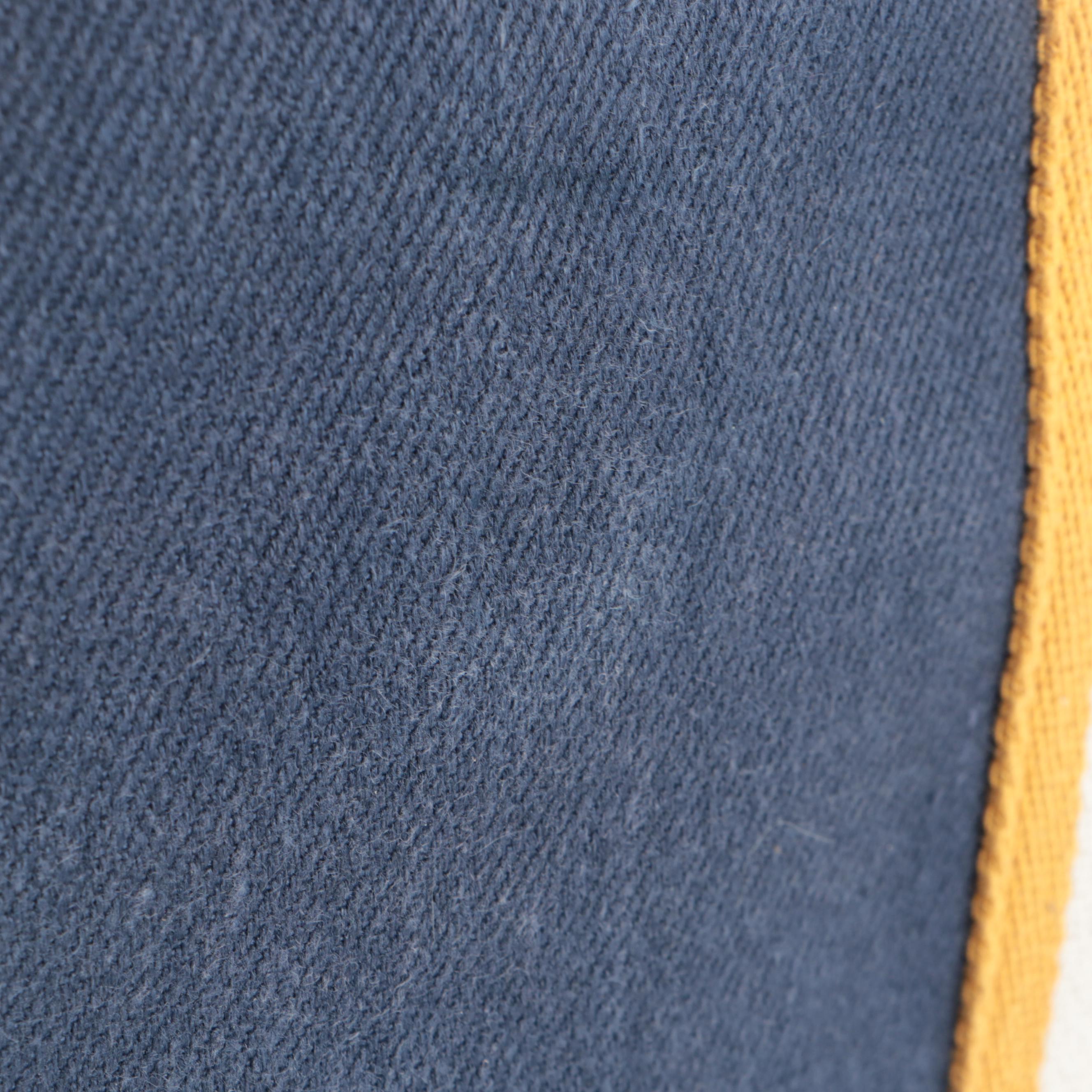 Tory Burch Logo Tote in Navy Blue Canvas with Leather Trim