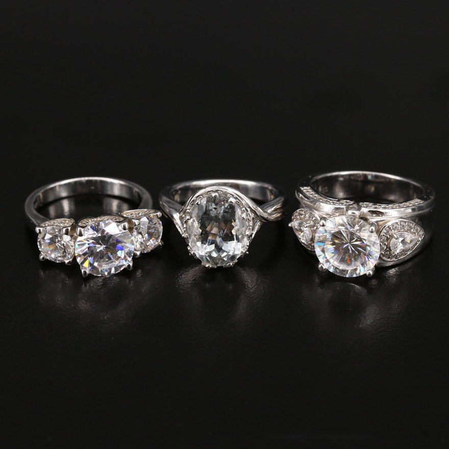 Sterling Rings Including Spinel and Cubic Zirconia