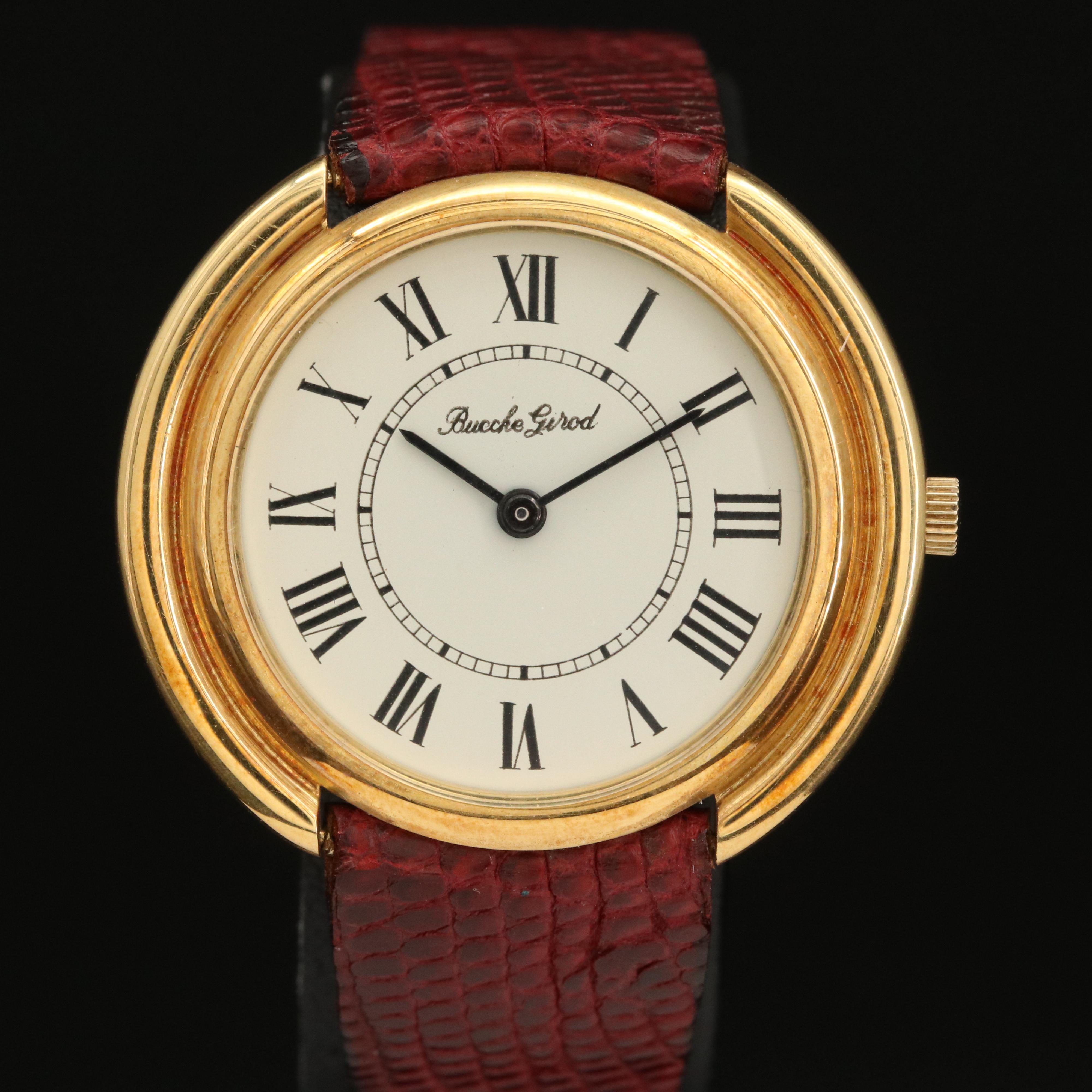 Vintage Bueche-Girod 18K Yellow Gold Stem Wind Watch