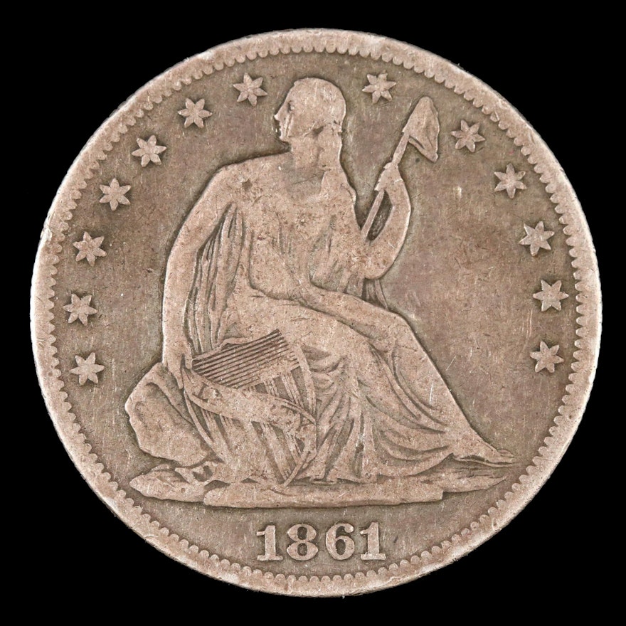 1861 Liberty Seated Silver Half Dollar