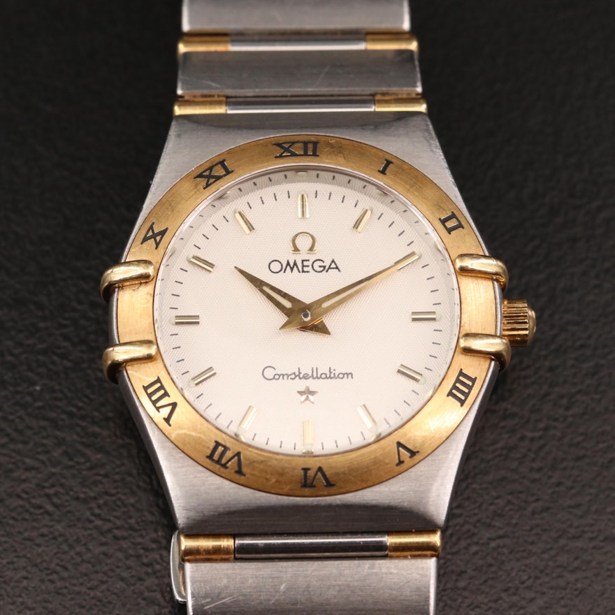 Omega Constellation 18K Gold and Stainless Steel Quartz Wristwatch