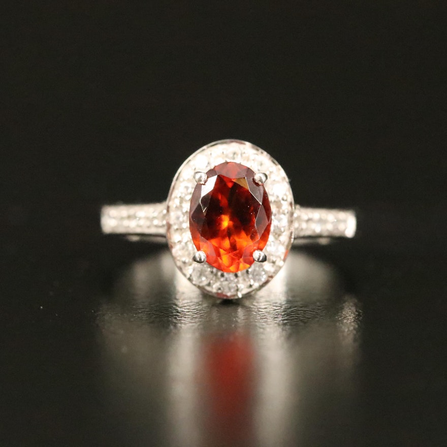 Sterling Hessonite and Zircon Ring