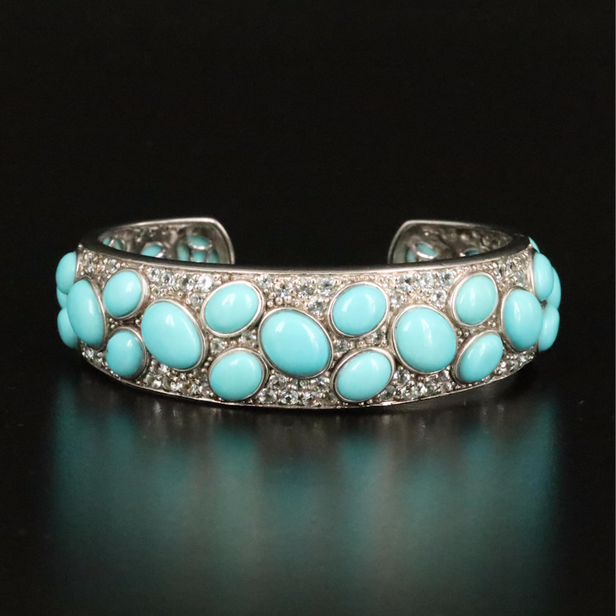 Sterling Turquoise and Topaz Cuff