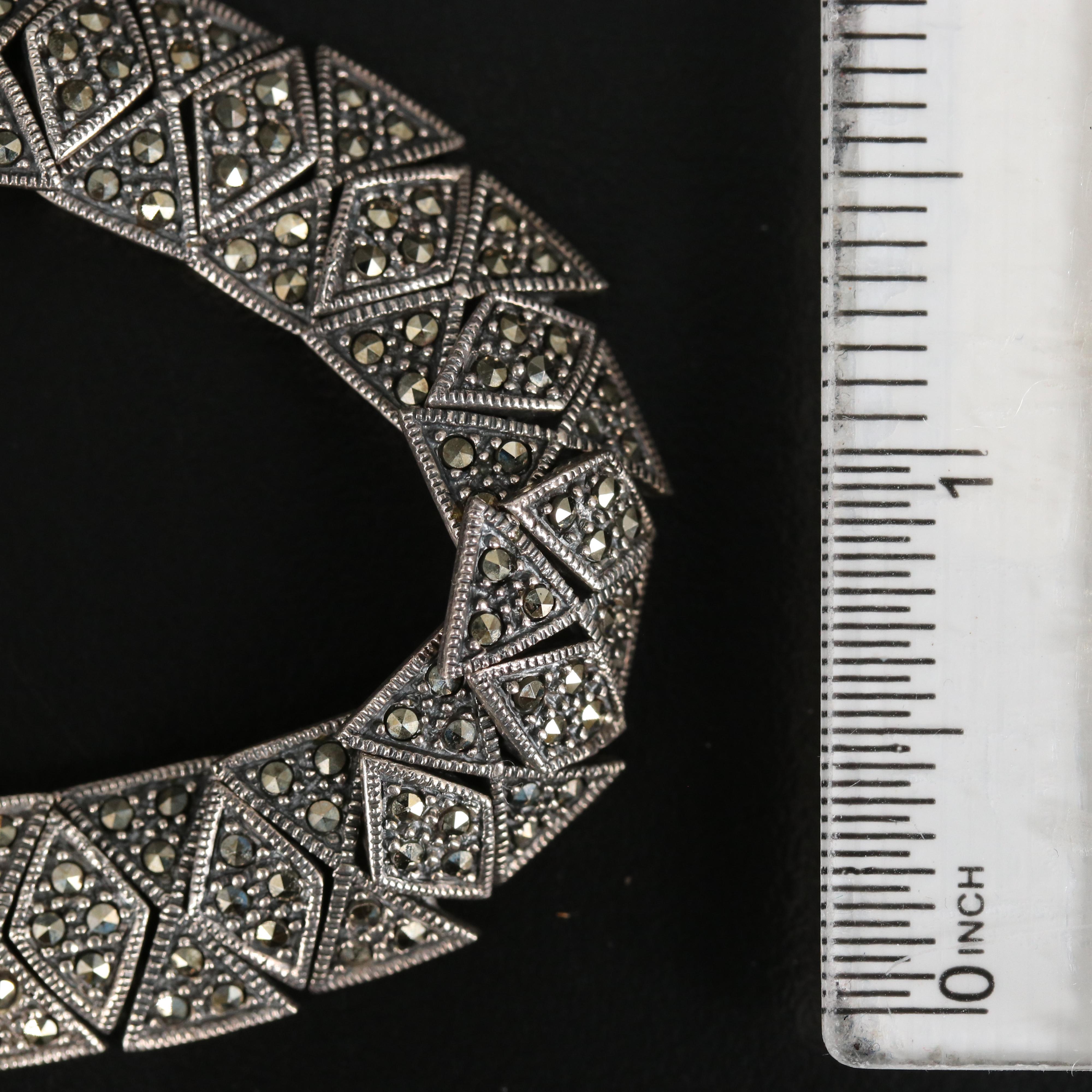 Sterling Marcasite Fancy Link Bracelet