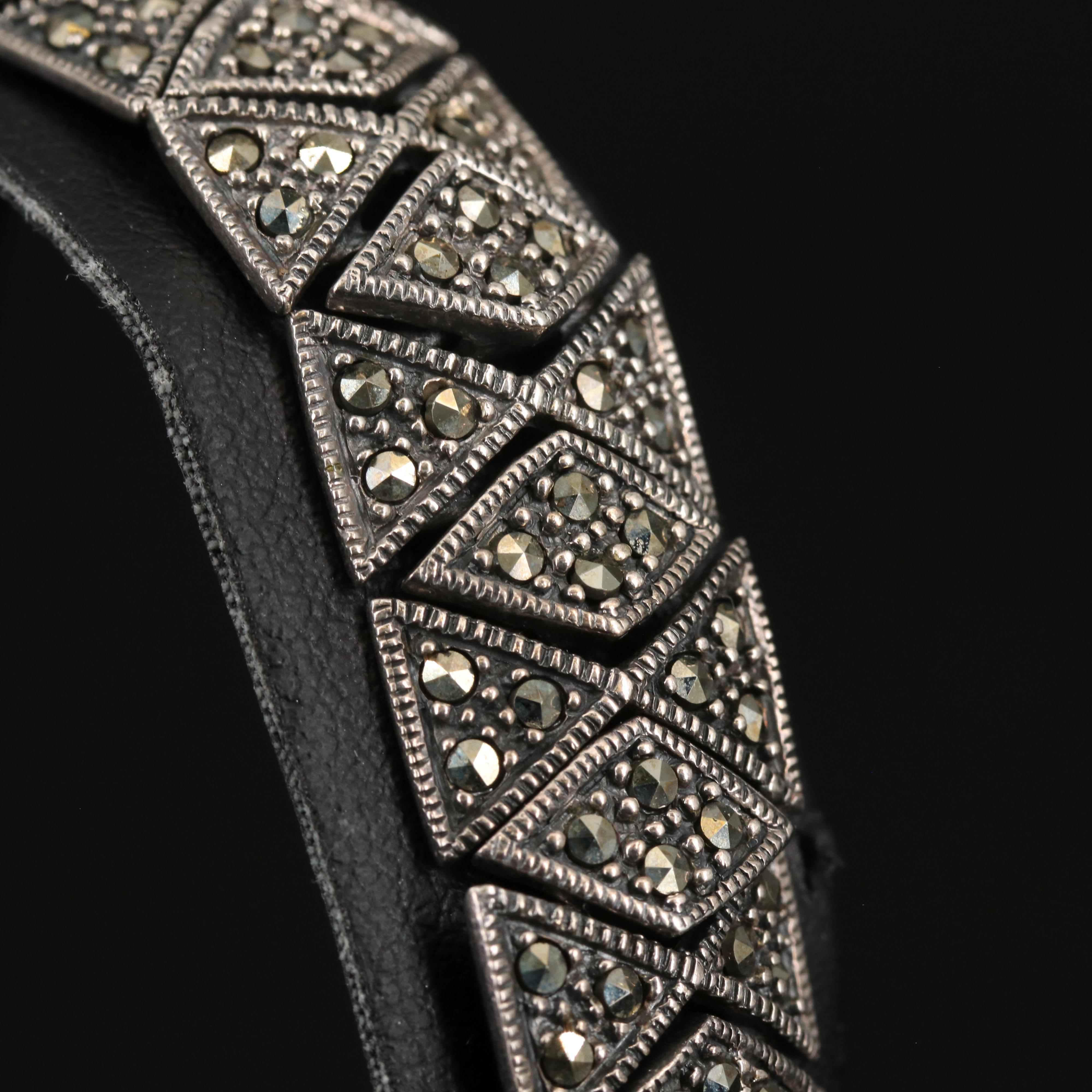 Sterling Marcasite Fancy Link Bracelet