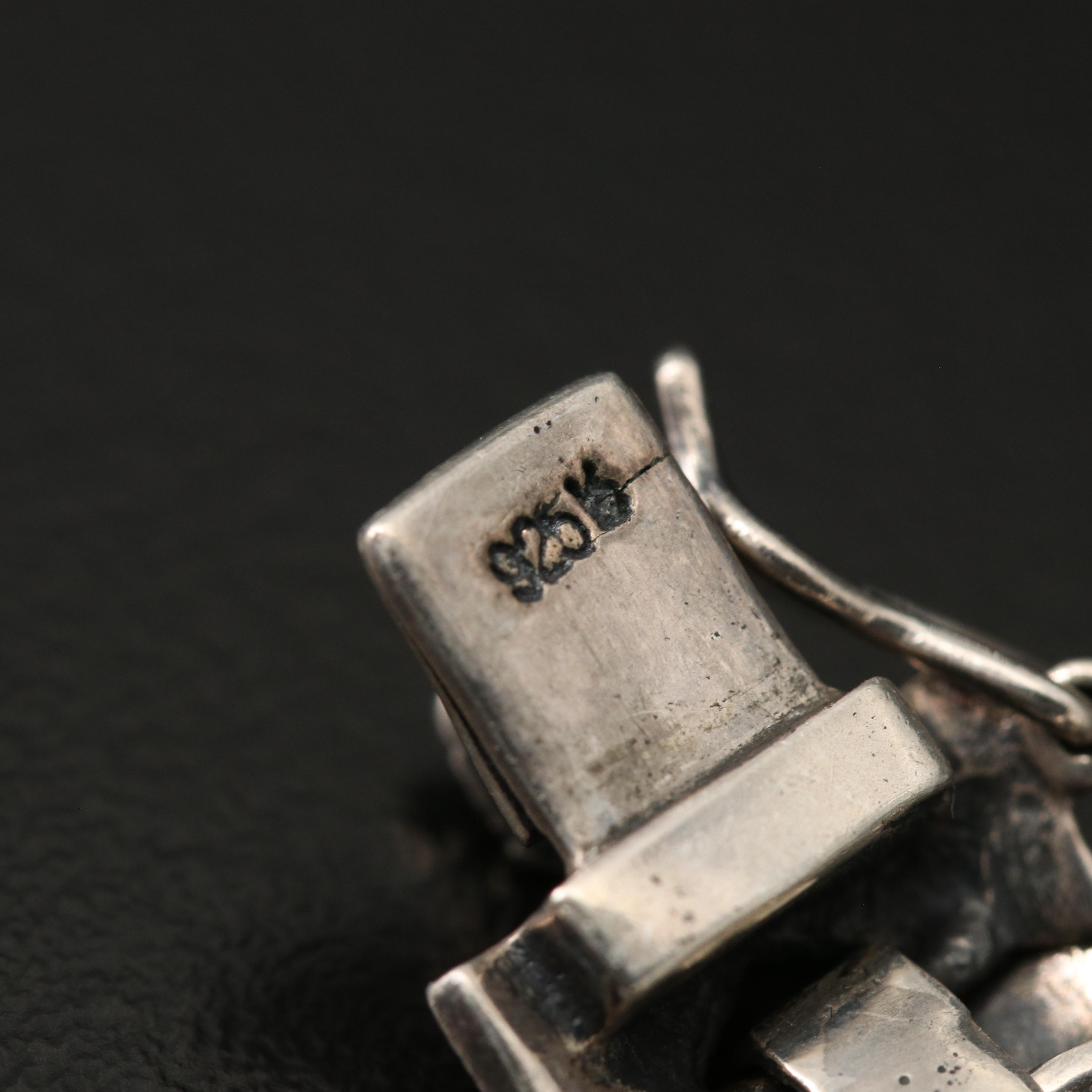 Sterling Marcasite Fancy Link Bracelet