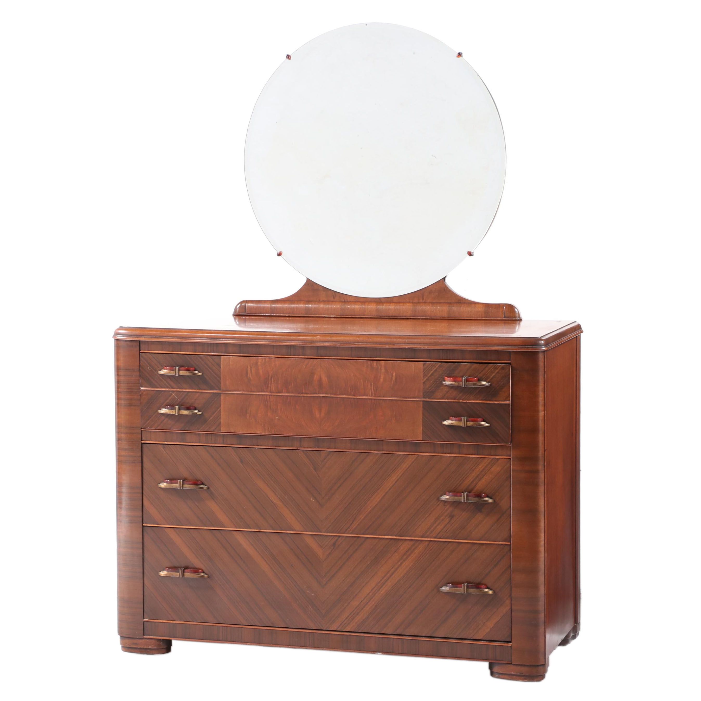 Hibriten Furniture Co. Art Deco Walnut Three-Drawer Dresser, circa 1930