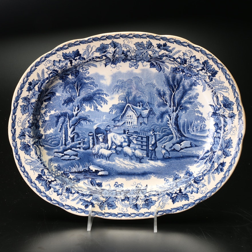 Booths "British Scenery" Porcelain Serving Platter, Late 19th or Early 20th C.